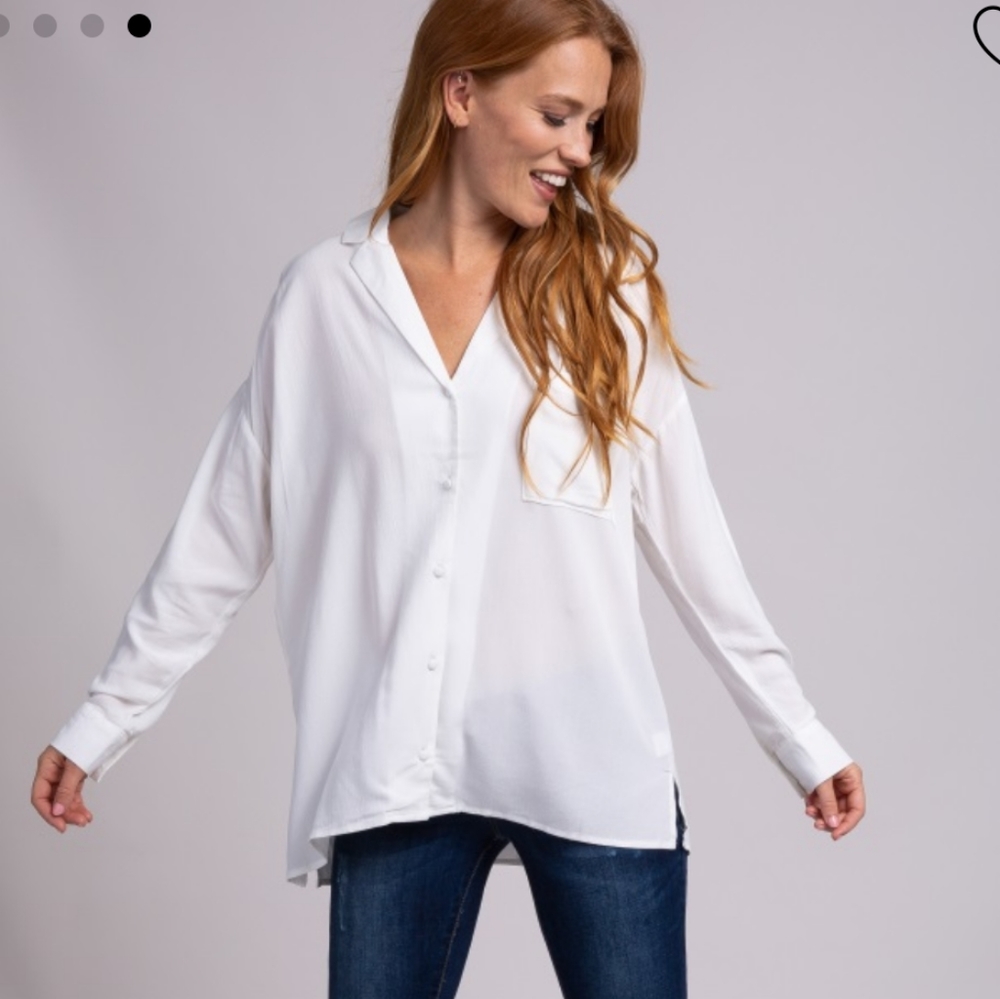 Pinkblush maternity white button up